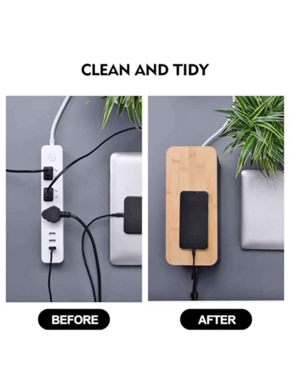 Cable Management Box Set Cord Organizer Power Strip Cover Wire Storage Kit
